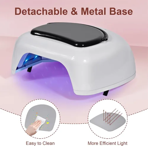 Miniatura 4 de Lámpara de uñas profesional recargable de 96 W UV LED, secadora de uñas inalámbrica con 4 ajustes de temporizador, sensor inteligente, base de metal