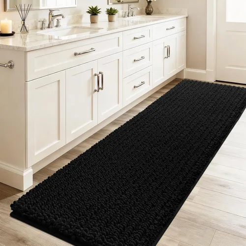 Miniatura 12 de ACCUMTEK - Juego de 2 alfombras de baño de lujo en color beige de 32"x20"+24"x17", alfombras de baño ultra suaves y gruesas absorbentes, alfombra