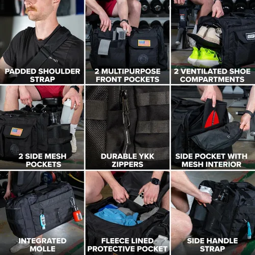 Miniatura 4 de Serious Steel Fitness Bolsa de gimnasio de nailon 1000D resistente (Mid BUD - Negro)