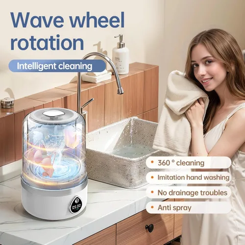 Miniatura 2 de Lavadora portátil, mini lavadora compacta para prendas delicadas y ligeras, lavadora portátil inalámbrica, mini lavadora blanca de 1.4L, ideal