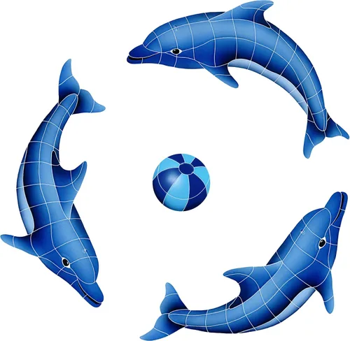 Dolphin Group - Mosaico de cerámica para piscina (azul, 42 x 42 pulgadas)