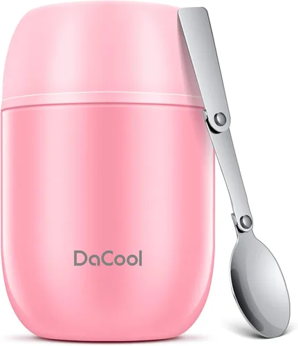 Miniatura 15 de DaCool Paquete de 2 termos de alimentos para alimentos calientes, 16 onzas, frascos de alimentos aislados al vacío para niños y adultos, de acero