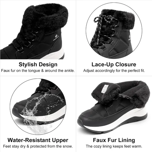 Miniatura 2 de DREAM PAIRS Women's Winter Snow Boots, Faux Fur Waterproof Ankle Booties, Ladies Comfortable Short Boots Outdoor
