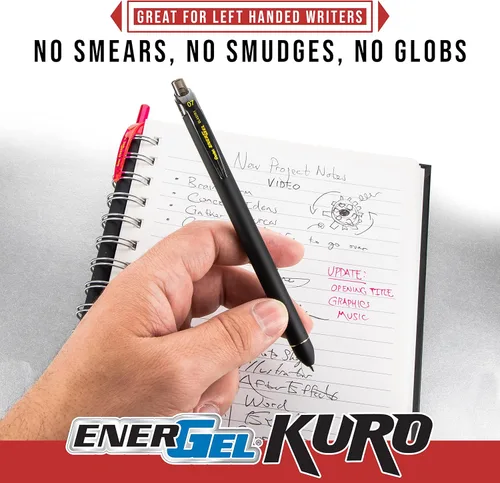 Miniatura 4 de Pentel EnerGel Kuro - Bolígrafo de gel líquido, (0.028 in) línea media, tinta negra, paquete de 5