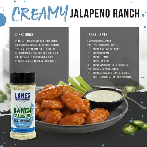 Miniatura 6 de Condimento en Polvo Ranch de Lane's, 4.27 oz - Polvo Ranch Versátil para Alitas, Verduras, Palomitas, Salsas, Aderezos y Pizza - Sabor Audaz