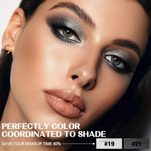Miniatura 2 de FOCALLURE 2 lápices de sombra de ojos sin arrugas, lápiz de sombra de ojos en crema brillante y mate, larga duración, impermeable, iluminador