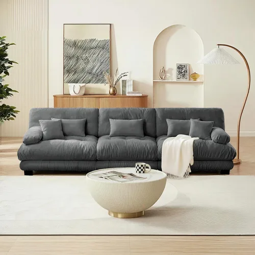 Miniatura 73 de SoarFlash Moderno sofá reclinable de terciopelo para sala de estar, sofá biplaza para apartamento, sofá de almacenamiento con marco de madera Azul