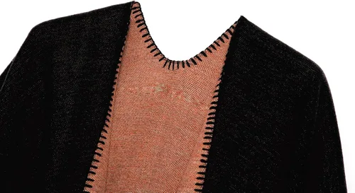 Miniatura 203 de Urban CoCo Poncho de colores para mujer, chal con frente abierto, color en bloques