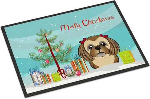 Miniatura 96 de Caroline's Treasures BB1616MAT - Tapete para puerta delantera de árbol de Navidad y sabueso afgano de 18 x 27 pulgadas, para interiores