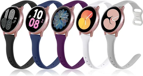 Paquete de 5 correas delgadas compatibles con Samsung Galaxy Watch 4 5 6 Band 1.575 in 1.732 in, Galaxy Watch 5 Pro/Watch 4 6 Classic, correa de