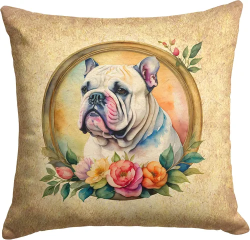 Miniatura 212 de Caroline's Treasures DAC2072PW1414 Affenpinscher and Flowers - Almohada decorativa de tela, lavable a máquina, para interiores y exteriores