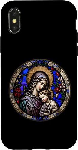 Miniatura 5 de Funda para iPhone 11 Religious Blessed Virgin María y Jesús con diseño de vidrieras