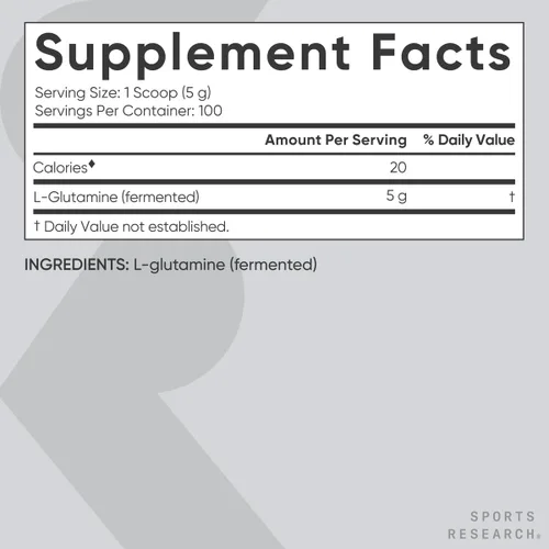 Miniatura 5 de Sports Research L-Glutamina - Recuperación de Entrenamiento, Salud Inmunológica y Apoyo a la Salud Intestinal - 5 G por Porción - 17.64 Oz (500 g)
