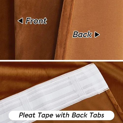 Miniatura 6 de RYB HOME Cortinas de Otoño de Terciopelo Naranja Quemado, Bloqueo de Luz, Aislamiento Térmico, Tratamiento de Ventana de Lujo Terracota, Fondos