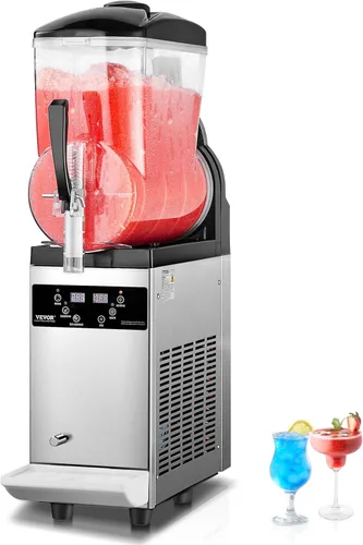 VEVOR Máquina comercial para granizados, máquina de bebidas congeladas de un solo tanque de 12L, 48 tazas de acero inoxidable para batido de