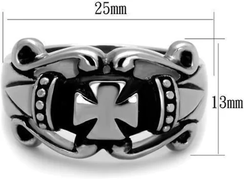 Miniatura 2 de Anillo Color Plata Para Hombres y Ninos de Acero Inoxidable Cruz de Biker Estilo Harley 9