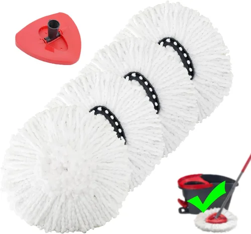 Miniatura 6 de 4 piezas de cabezales de repuesto de trapeador de microfibra para trapeador giratorio, de fácil limpieza, incluye 2 paños de microfibra