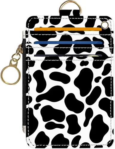 Miniatura 26 de Portafolios delgado Portafolios para tarjetas de crédito, Portafolios RFID para mujer Linda pequeña cartera de bolsillo frontal con cremallera