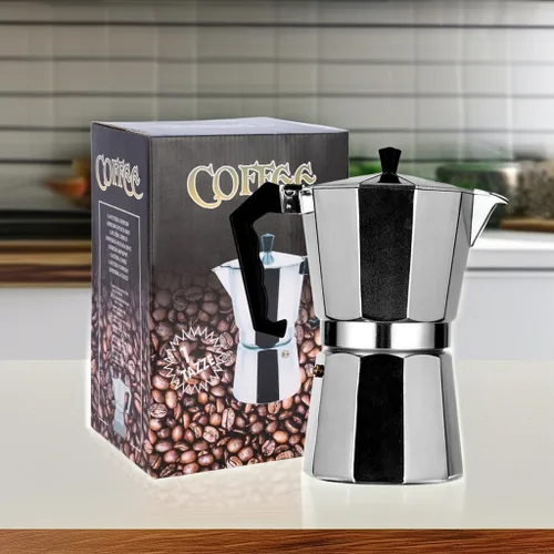 Miniatura 5 de Cafetera italiana, olla de aleación de aluminio con colador de metal para cocina (1 taza 1.7 fl oz)