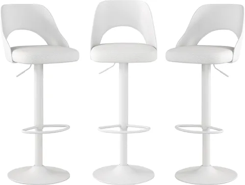Miniatura 16 de HENGJIANYI Taburete de bar giratorio ajustable en altura con respaldo hueco, silla tapizada con base de metal negro, asiento negro