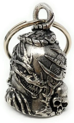 Miniatura 4 de Bravo Bells Skull Dragon Bell - Accesorio de campana de motociclista o llavero para buena suerte en la carretera