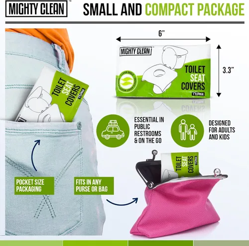 Miniatura 5 de Mighty Clean - Fundas desechables para asiento de inodoro XL, 100% impermeables, envueltas individualmente, fundas extra anchas para adultos