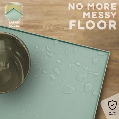 Miniatura 5 de Tapete para comida de perro y gato, bordes elevados para evitar derrames de comida y agua, impermeable, protege el piso, fácil de limpiar