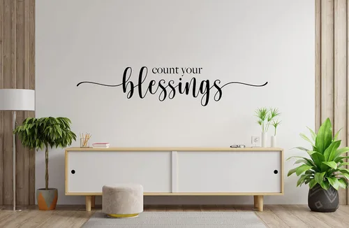 Calcomanía de vinilo religioso para pared, cita inspiradora, cuenta tus bendiciones, decoración para el hogar o la iglesia para dormitorio, sala