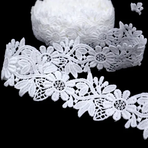 Miniatura 5 de Cinta de encaje blanco de 7 yardas para costura, manualidades, disfraces, vestidos, decoración del hogar