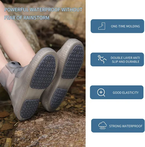 Miniatura 4 de SooGree Fundas impermeables para botas de lluvia, protectores de silicona para zapatos, control de arena, antideslizantes, plegables, reutilizables