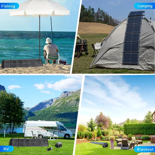 Miniatura 7 de Panel solar portátil de 100 vatios, panel solar plegable con patas de apoyo, QC3.0 USB-A USB-C y salida DC para teléfono/estación de energía, IP65