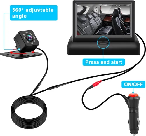 Miniatura 3 de Espejo de coche para bebé con pantalla de función de visión nocturna HD de 4.3 pulgadas, cámara de seguridad para asiento de automóvil con amplia