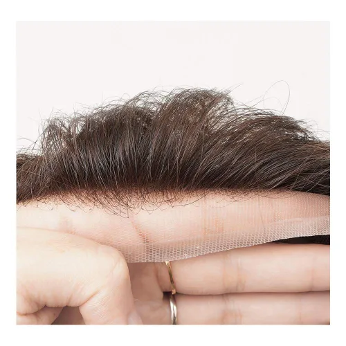 Miniatura 5 de Lordhair Toupee para hombre, encaje francés frontal, línea capilar natural, sistemas de piezas de cabello de 0.003 in, piel en V, 8 x 10 pulgadas