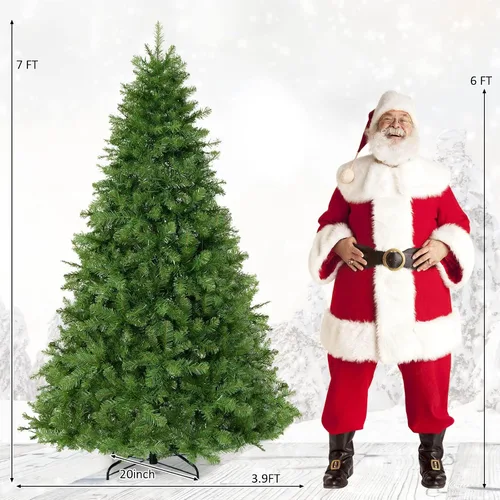 Miniatura 7 de GOFLAME Árbol de Navidad preiluminado de 7 pies, árbol de Navidad artificial con 700 luces LED y 1188 puntas de rama, árbol de Navidad con bisagras