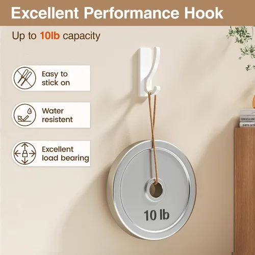 Miniatura 3 de pickpiff Ganchos adhesivos de pared para toallas, gancho adhesivo resistente (13 libras), colgador para puerta, baño, dormitorio, armario, para Negro