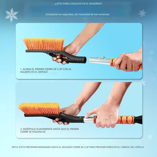 Miniatura 6 de EcoNour Cepillo de nieve para automóvil de 27" y raspadores de hielo para parabrisas de automóvil (paquete de 2) Cepillo de nieve con cabezal