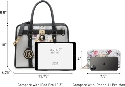 Miniatura 82 de Dasein Bolsos de mano de dos tonos para mujer, bolsos de hombro de cuero vegano, bolsa grande con cartera a juego