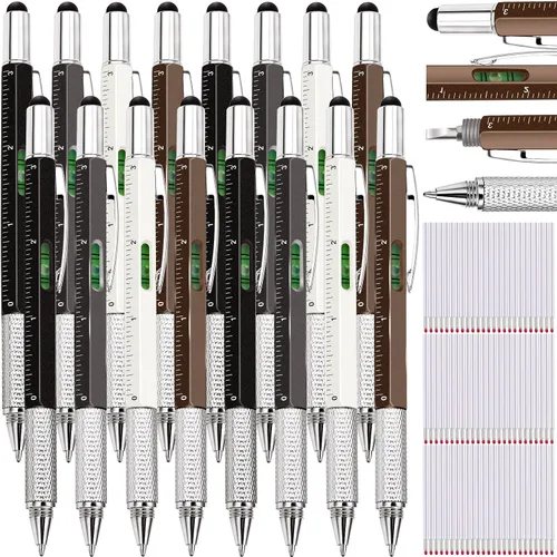 Miniatura 20 de Zhanmai 16 Piezas Bolígrafos Multiherramienta 6 en 1 Juego de Bolígrafos Multi-herramienta con Repuestos para Regalos de Cumpleaños de Hombres