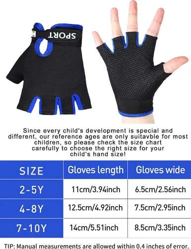 Miniatura 3 de 4 pares de guantes de ciclismo de medio dedo para niños, guantes deportivos antideslizantes para verano, deportes al aire libre, niños