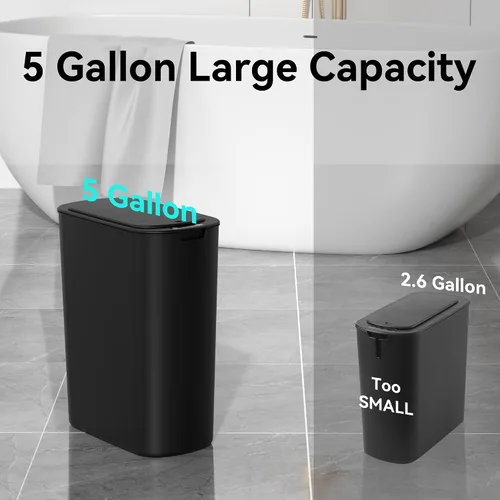 Miniatura 5 de Botes de Basura de 5 Galones con Sensor de Movimiento para Baño, Botes de Basura Automáticos con Tapa, sin Contacto, Inteligentes, Delgados