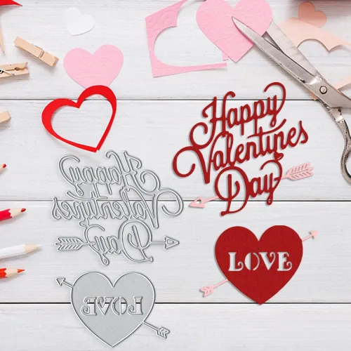 Miniatura 4 de Troqueles de corte de metal de corazón de San Valentín, palabras troqueladas con sentimiento para hacer tarjetas, día de San Valentín, álbumes