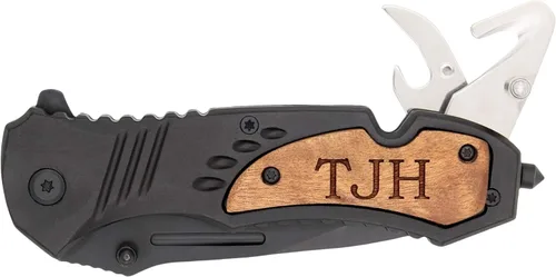 Miniatura 7 de Palmetto Wood Shop - Cuchillo de bolsillo grabado profesionalmente - Regalos personalizados para hombres, cuchillo al aire libre para caza, camping