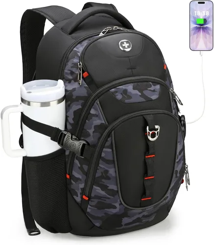 Miniatura 18 de swissdigital Mochila para portátil de viaje de negocios, para hombre y mujer, con puerto de carga USB inteligente, compatible con portátiles de 15.6