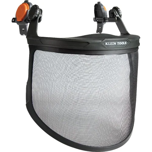 Miniatura 8 de Klein Tools 60474 - Protector facial de seguridad, malla de acero ligero, clasificación de impacto, negro, estilo gorra, casco de ala completa