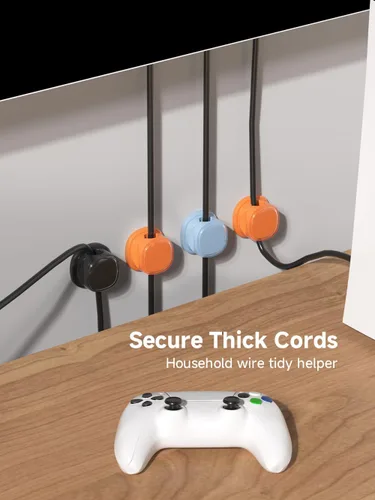 Miniatura 7 de Paquete de 9 organizadores de cables, gestión de cables de resorte, bonitos clips adhesivos para cables, cargador de teléfono para escritorio