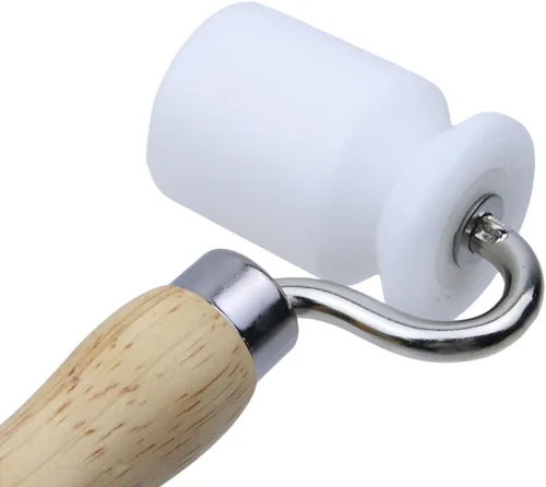 Miniatura 5 de Rodillo de costura de nailon de doble extremo con mango de madera, herramienta de rodillo de papel tapiz para construcción, amortiguamiento