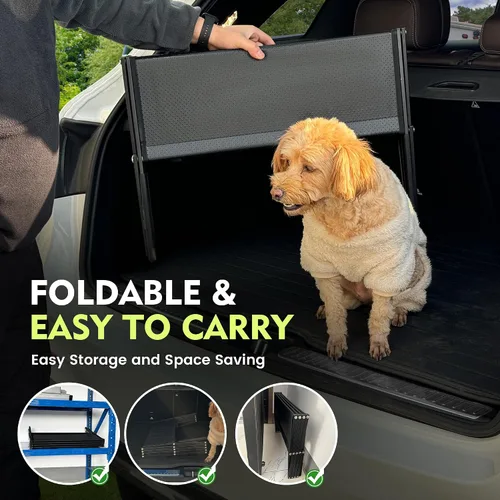 Miniatura 8 de Rampas para perros con 23.6 pulgadas extra anchas – Escalones portátiles para 4 perros con superficie antideslizante, capacidad de 250 libras