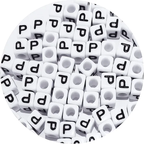 Miniatura 27 de Cuentas cuadradas de letras acrílicas de 0.236 x 0.236 pulgadas, cuentas A del alfabeto para pulseras, joyería, llavero DIY, 100