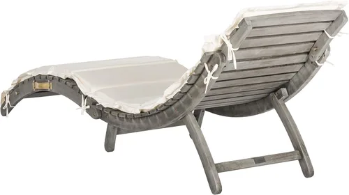 Miniatura 3 de SAFAVIEH Outdoor Collection Pacifica PAT7020E - Juego de tumbona de 3 piezas con cojín de madera maciza/beige gris Gris/Beige