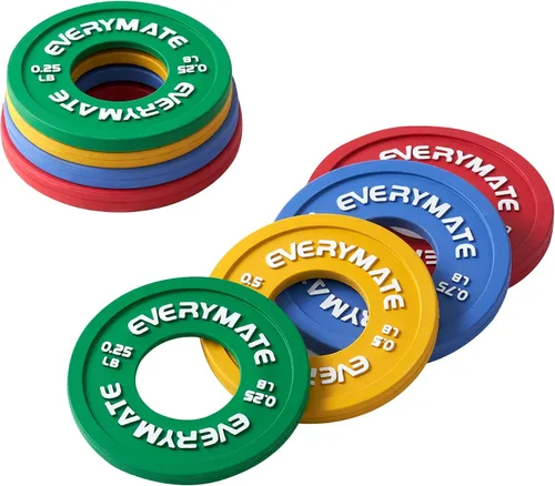 Miniatura 2 de EVERYMATE Juego de 8 placas de peso fraccionarias de goma, par de placas de peso de 0.25 libras, 0.5 libras, 0.75 libras, 1 libra para pesas